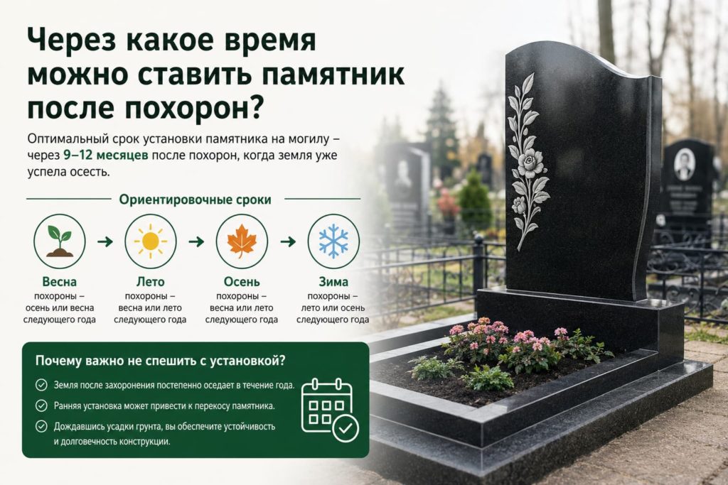 Монтаж гранитного памятника на подготовленное основание