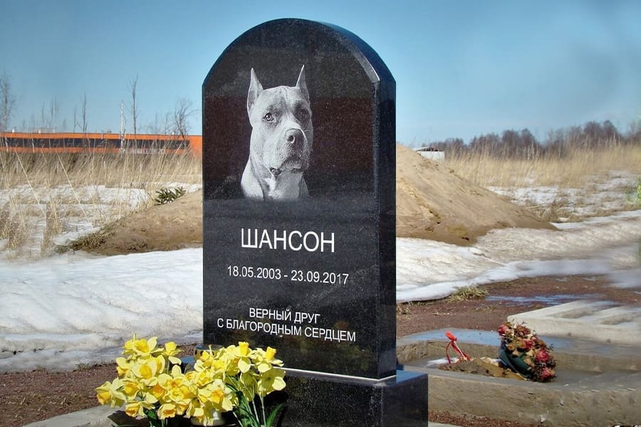 Надгробие для собаки с портретом питомца