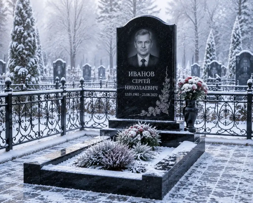 памятник зимой
